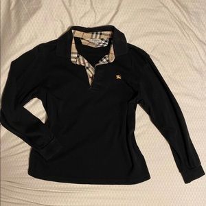 Burberry London Black Long Sleeve Polo Shirt